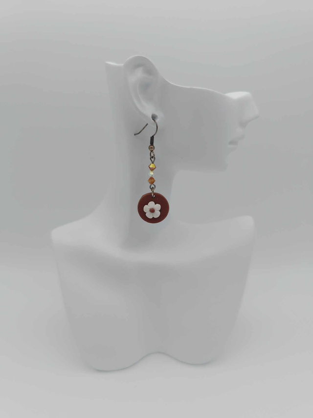 Boucles d&#039;oreilles rondes en porcelaine froide avec perles Swarovski