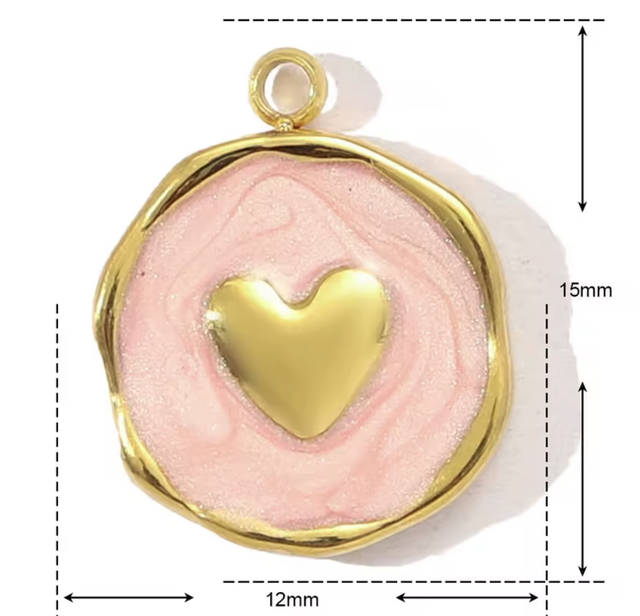 Charm cuore su base rosa 