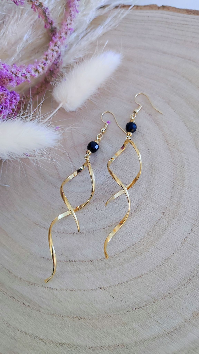 Boucles d'oreilles "Élégance" Obsidienne facettée