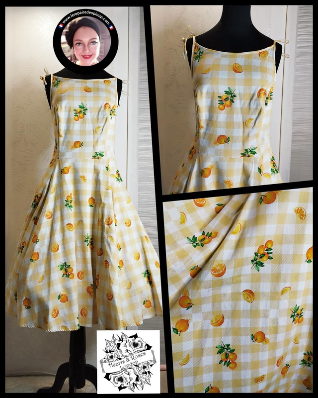 Robe Hearts & Roses Marianne Gingham Orange in Yellow & white T40
