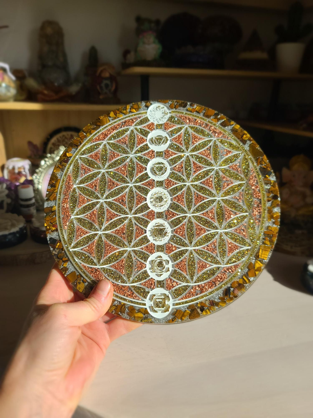 Fleur de vie 7 Chakras Œil de tigre 🐯