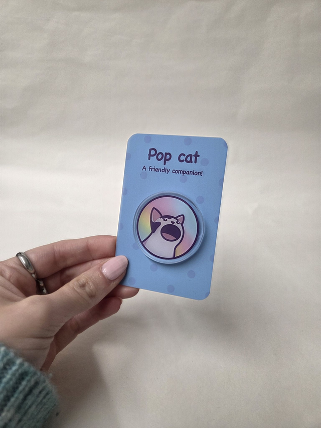 Pop Cat Circle 100% Recycled Acrylic Pin Badge - ST-021