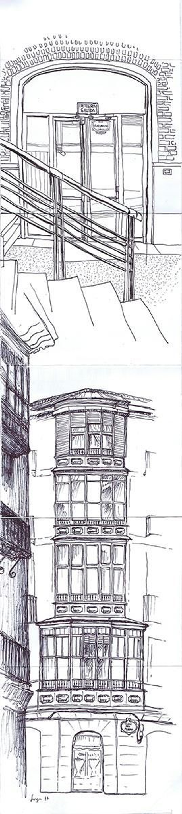 Dibujo Bilboarte y Calle del Perro (Bilbao)
