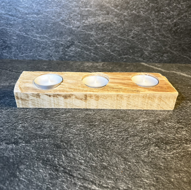 Teelichthalter mit Baumkante 