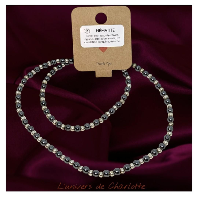 Collier &quot;Hématite&quot; 20 cm C-007