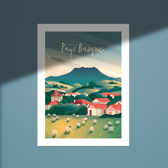 Affiche Pays Basque, Espelette 30x40 cm [Edition Limitée]