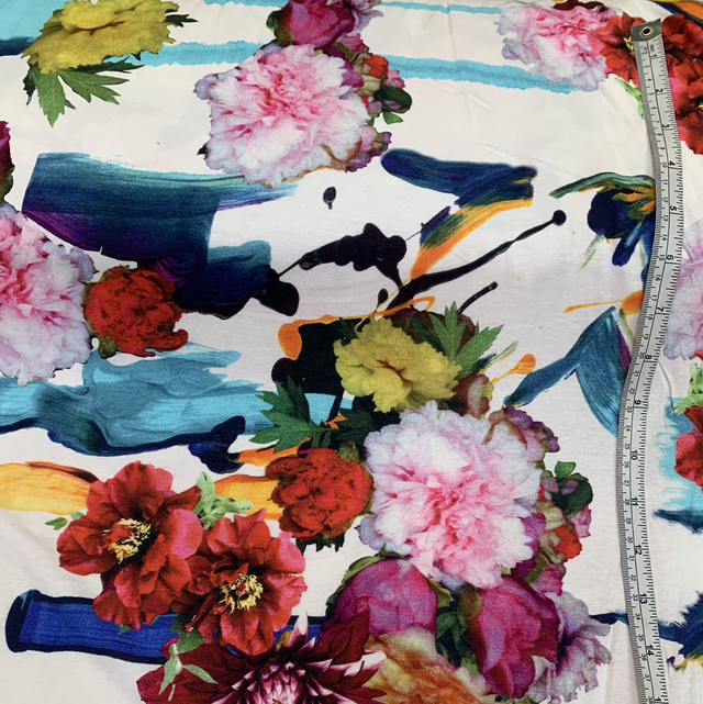 Flowers & Brushstrokes Cotton Jersey
