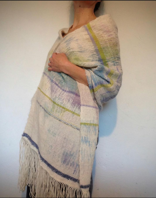 Maxi écharpe tissée main, laine alpaga 