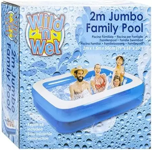Wet N Wild GIANT 2 Metre RECTANGULAR POOL 196CM X 145CM X 46CM...