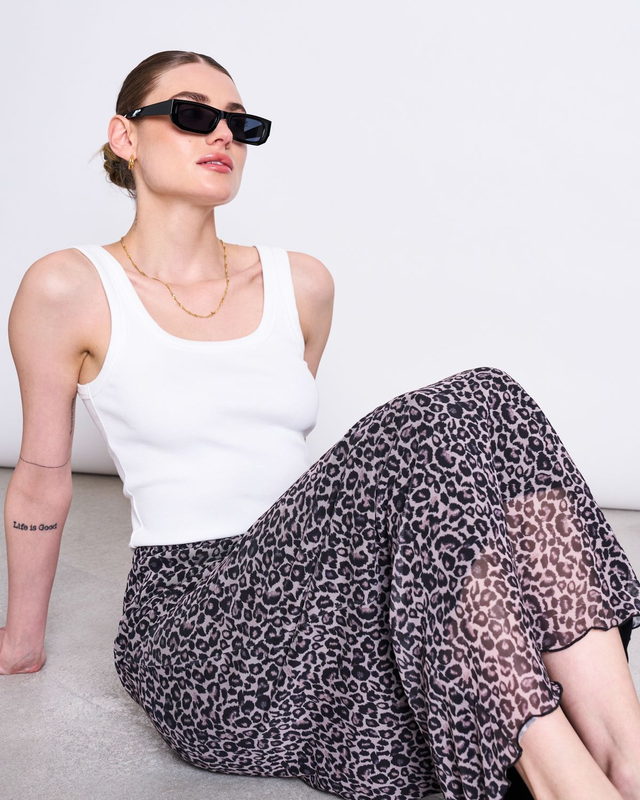 JAN 'N JUNE MESH MAXI SKIRT SMUK LEO PRINT