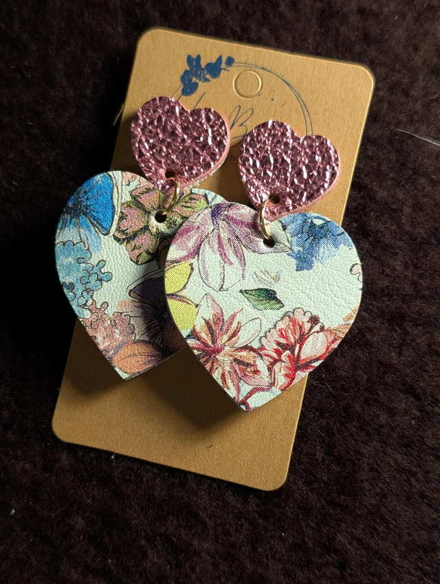 Boucles d'oreilles Louise fleurie rose lo065