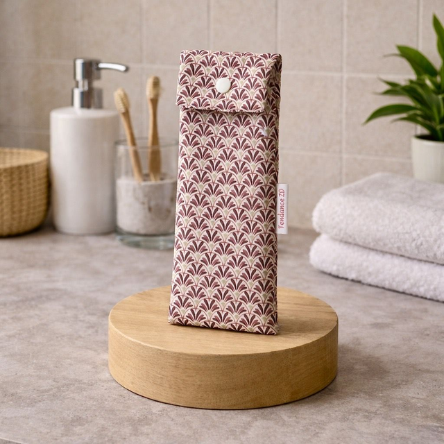 Etui à brosse à dents éventails violets