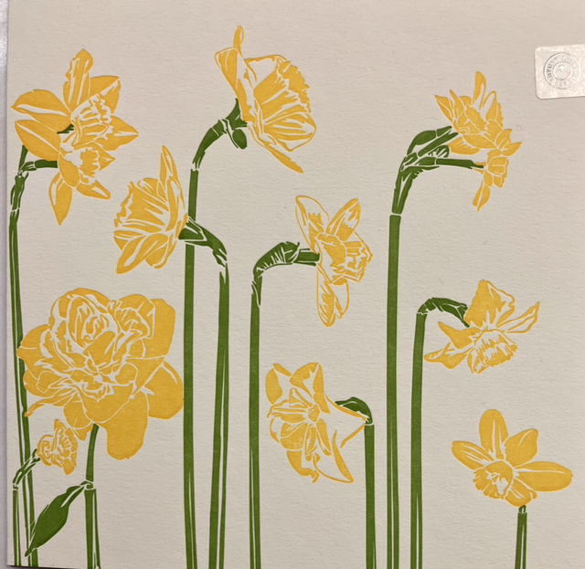 Traditional Letterpress Floral Daffodils