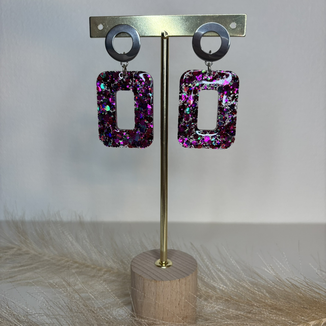 Boucles d’oreilles fuchsia et verte