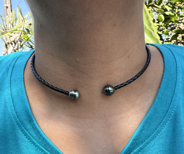 Collier cuir tressé Matahi’oroa