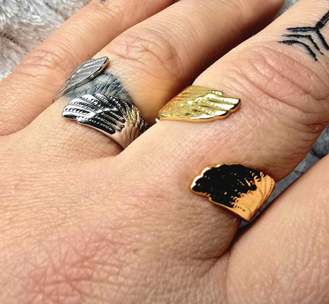 Bague "Angel" en acier inoxydable, réglable à l'avant (2 à choix)