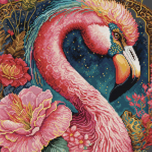 Flamingo Fantastico Cross Stitch by Luca-S Gold Collection 