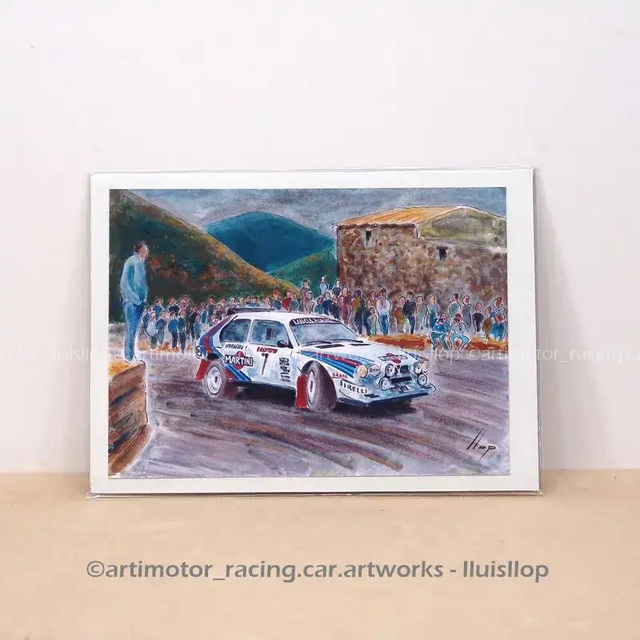 Artimotor prints - mini lito 13x18 1986 Lancia Delta S4 Henri Toivonen rallye Montecarlo