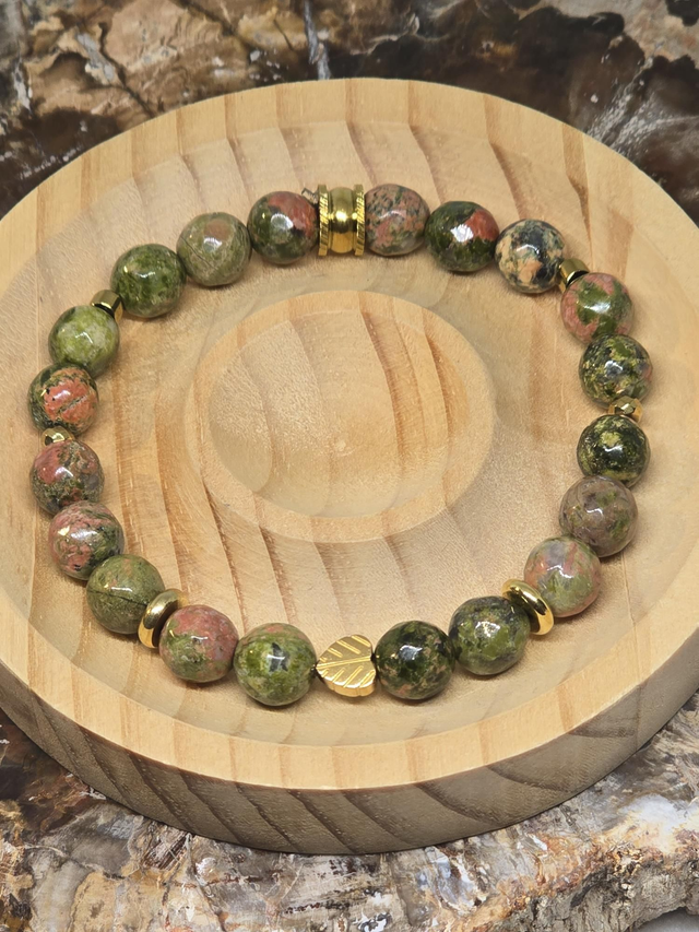 Bracelet Unakite à facette 0,8 cm