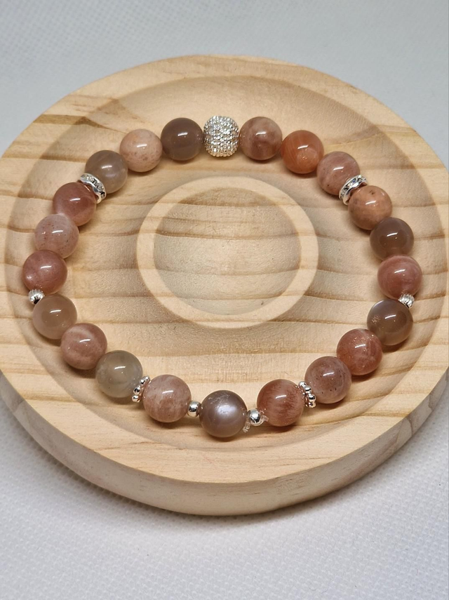 Bracelet Pierre de lune multicolore en 0,8 cm 