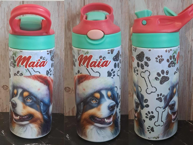 Gourde 350 ml berger australien de Noël personnalisable
