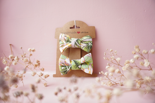 Pink Tropical Mini Bow 2 Pack