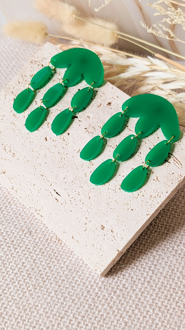 Boucles d&#039;oreilles vertes en plexi