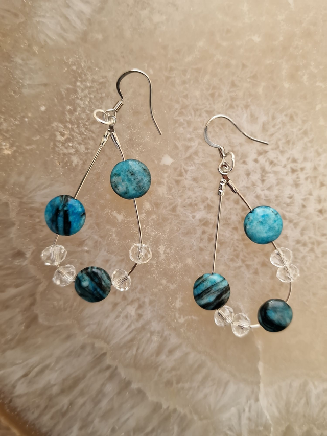 Boucles D'oreilles Apatite Cristal Acier