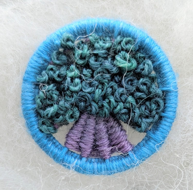 Dorset Button Brooch - dark green with turquoise 