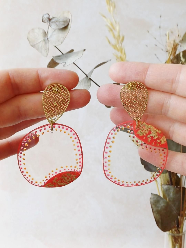 &quot; Rubis &quot; Boucles d&#039;oreilles verres de lunettes 