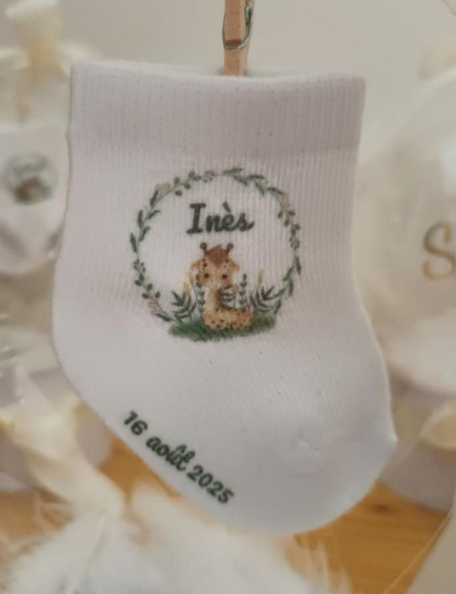 Chaussettes Naissance personnalisables - Motif Girafe 🦒