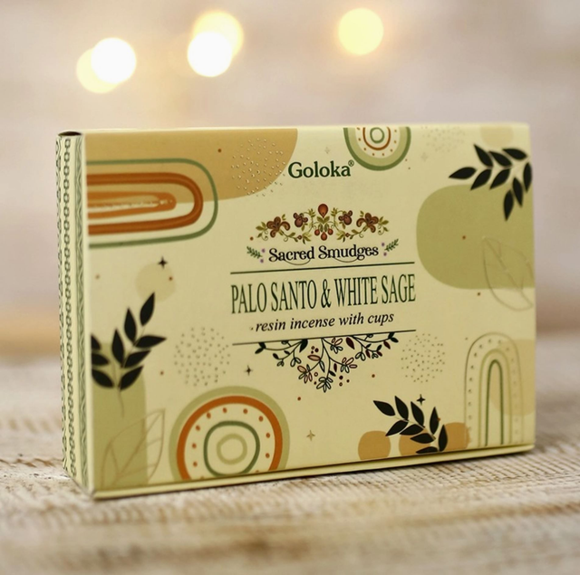 Coupelles charbon encens Palo Santo, Sauge blanche
