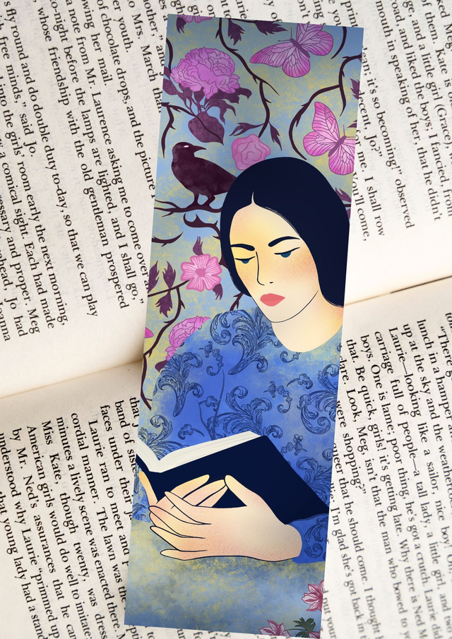 Marque-page Liseuse corbeau