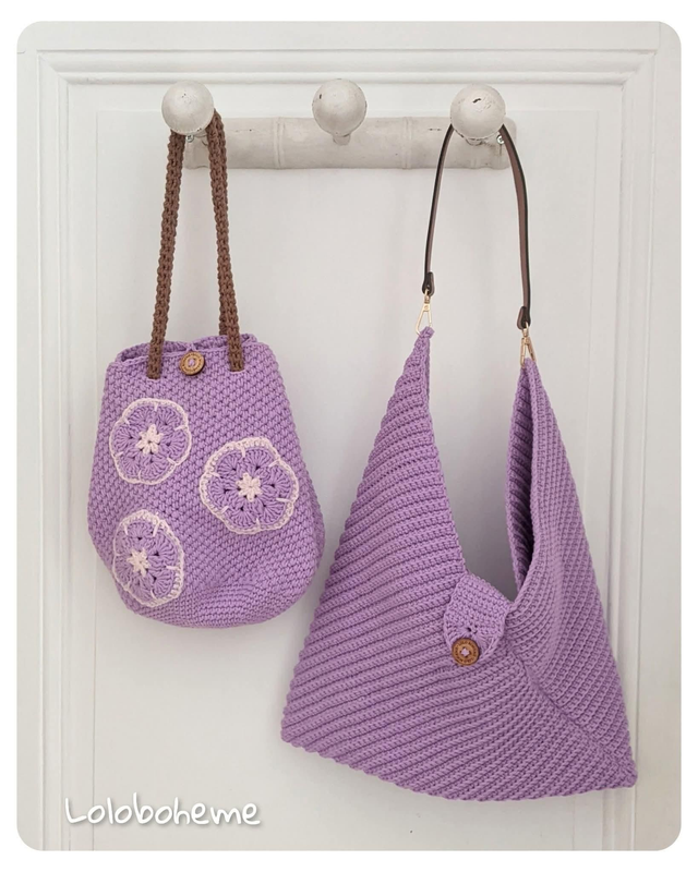 Sac plat violet en crochet