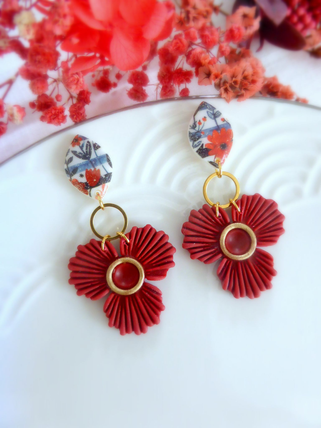 Boucles d'oreilles fleurs- Fleurs de Feu