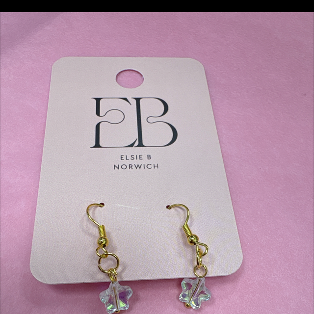 Iridescent glass star earrings 