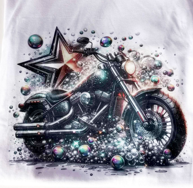 Tee-shirt blanc &quot;moto&quot; T.L