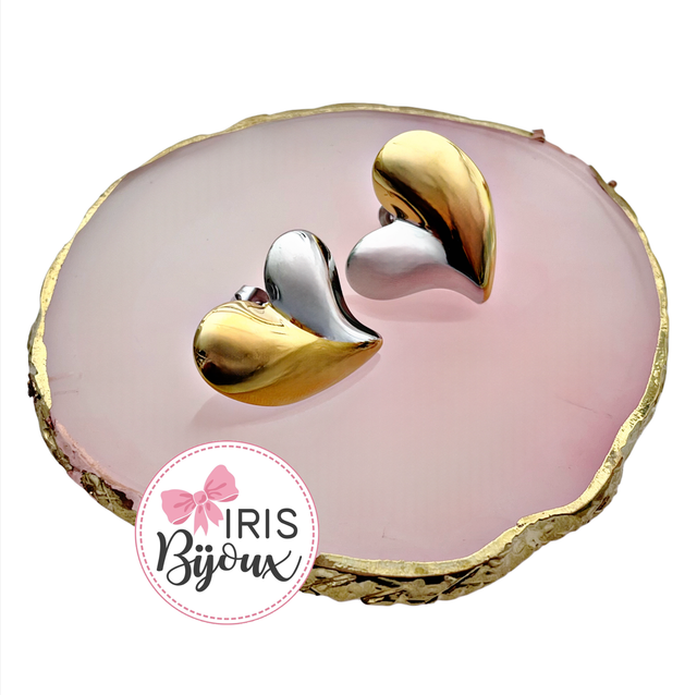 Orecchini cuore irregolare Bicolor 