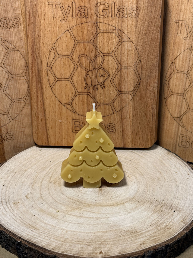 Christmas Tree (Flat) Shaped Candle - 100% Beeswax