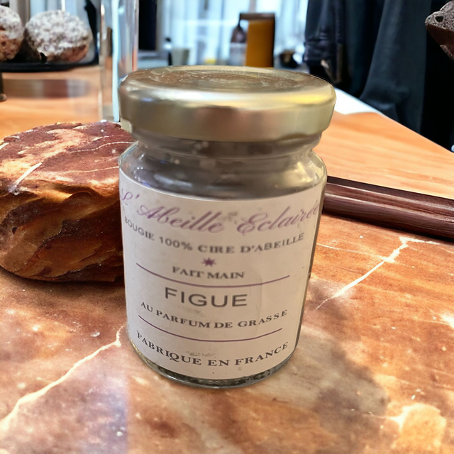 Bougie parfumée à la cire d&#039;abeille - Parfum Figue 80g