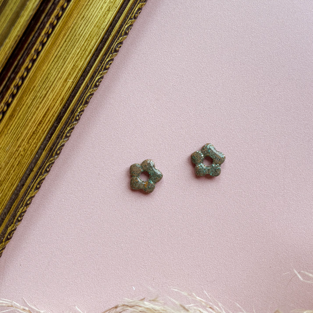 Mini Lys - taupe &amp; paillettes vertes