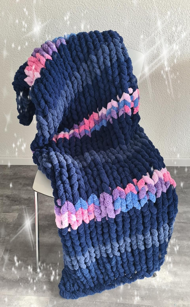Couverture Chunky fils mix chenille/imitation fourrure 