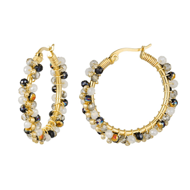 Statement oorbellen kralenparty zwart wit