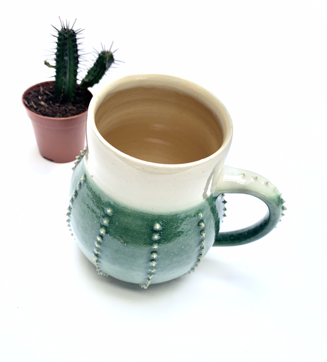 Ceramic Cactus Mug, Tea Cup, stoneware, handmade - for Cactus Lovers
