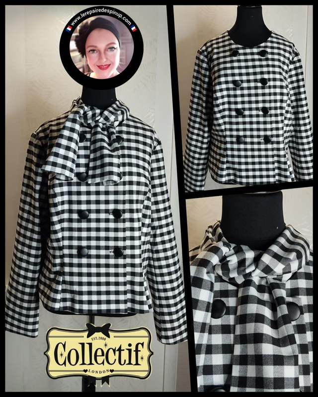 Veste Collectif Lorinna Ginghan Black &amp; White T46