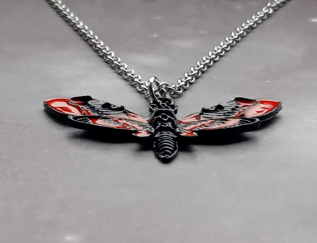 Black and Red Death's Head Moth Necklace