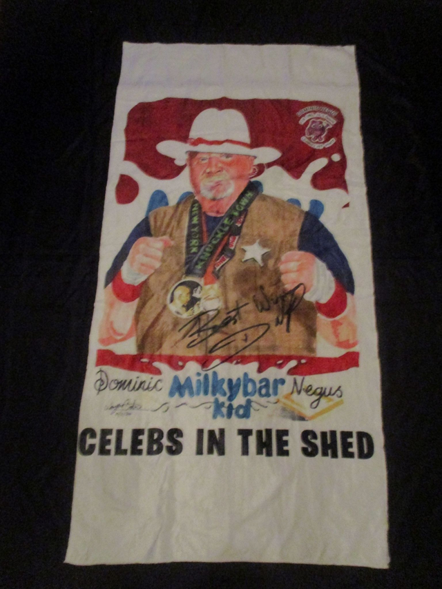 Dominic 'Milky Bar Kid' Negus Boxer &amp; Bare Knuckle Boxer Picture WHITE Blanket (Black Logo)(75cm x 150cm)