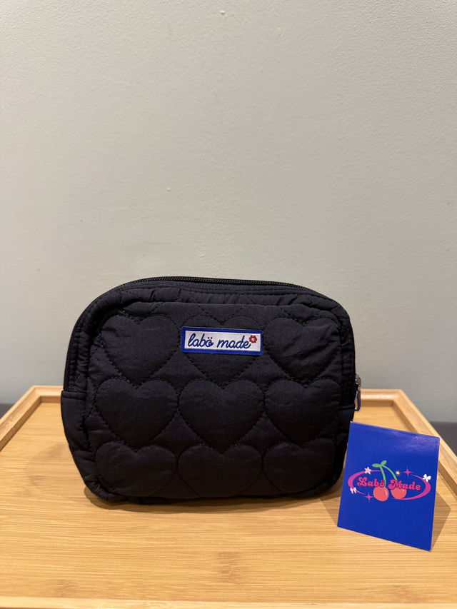 LABÖMADE Cute Heart-pattern Makeup Pouch - Black