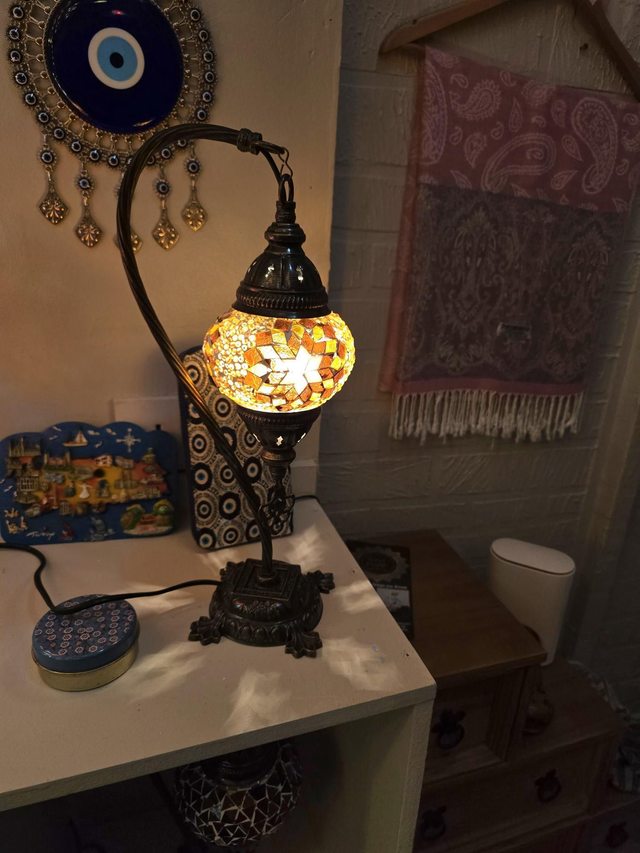 Small Mosaic Swanneck Table Lamp