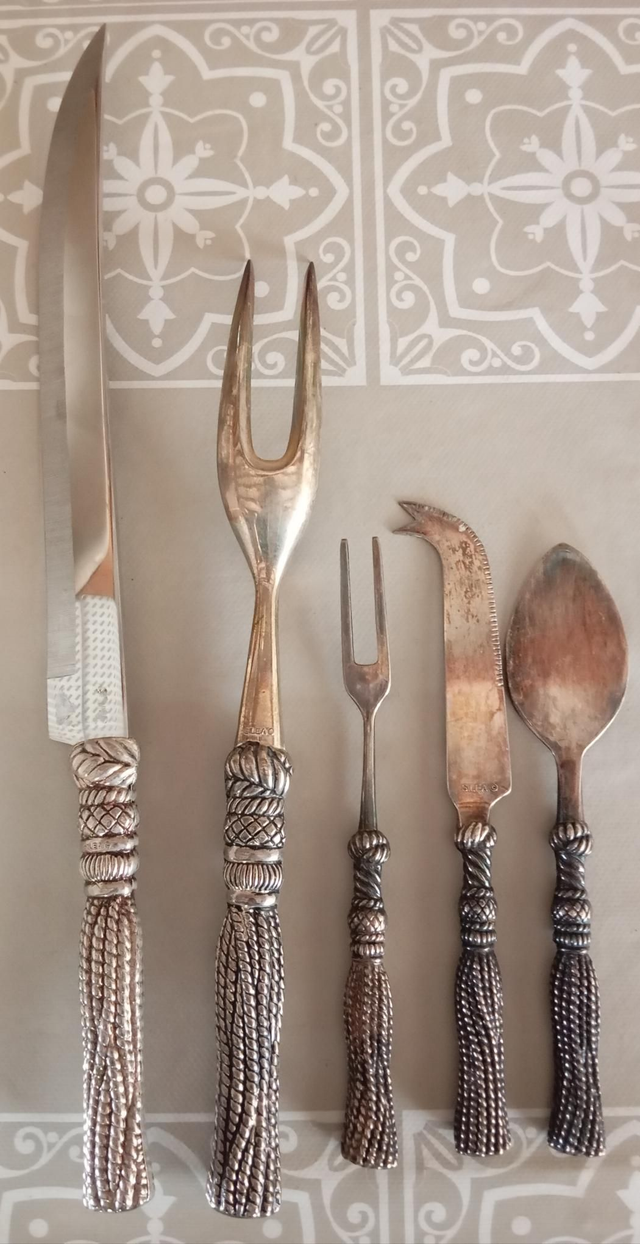 Ensemble de service 5 pièces métal argenté 